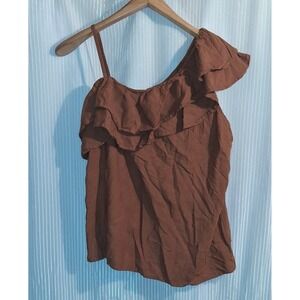 Old‎ Navy Women's Sleeveless, One Shoulder, Brown Blouse Top Shirt XL